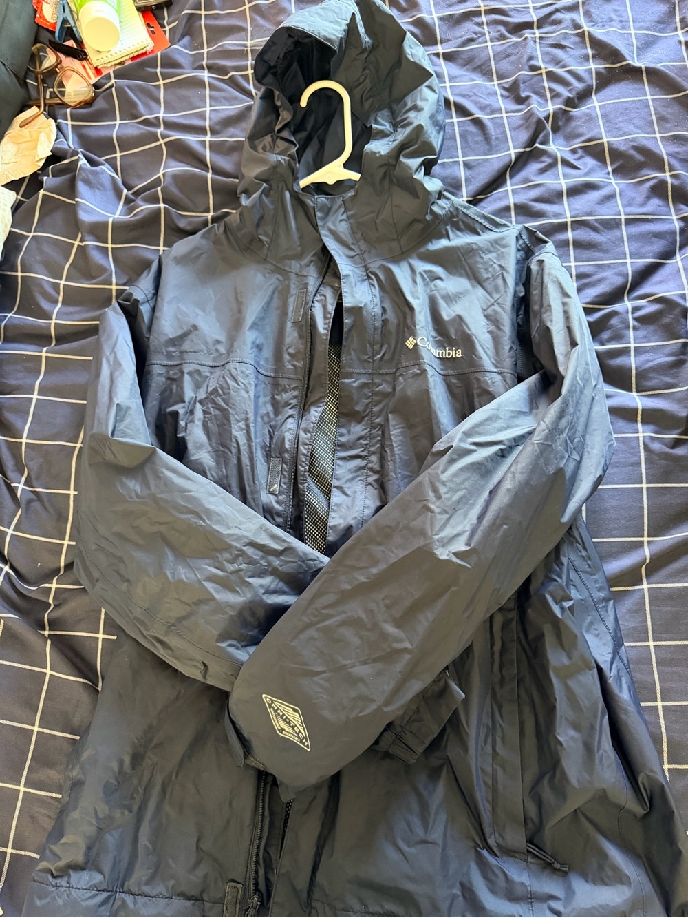 Columbia Navy Hooded Rain Shell